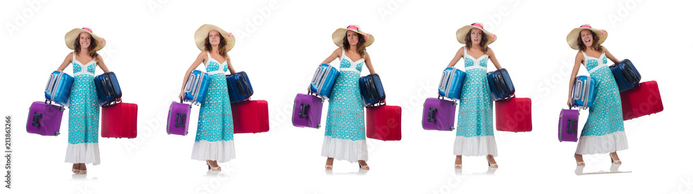 Woman going to summer vacation isolated on white Woman going to summer vacation isolated on white