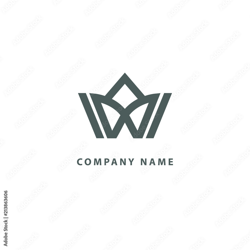 Fototapeta premium Vector imperial luxury crown logo design. Line art gold ornate symbol. Vintage premium king, queen vector sign.