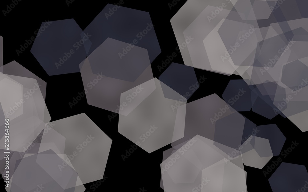 Multicolored translucent hexagons on dark background. Red tones. 3D illustration Multicolored translucent hexagons on dark background. Red tones. 3D illustration