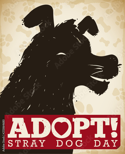 Commemorative Design Promoting Dogs Adoption during Stray Dog Day Celebration, Vector Illustration