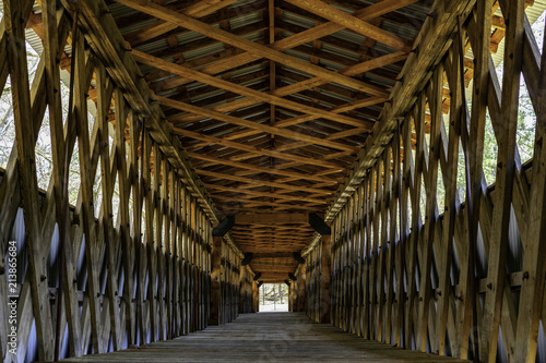 Inside the Clarkson Covered Bridge in Alabama