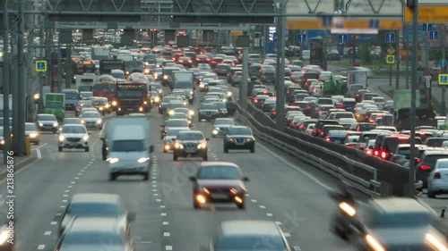 Huge Car Traffic on a City Highway Timelapse Motion