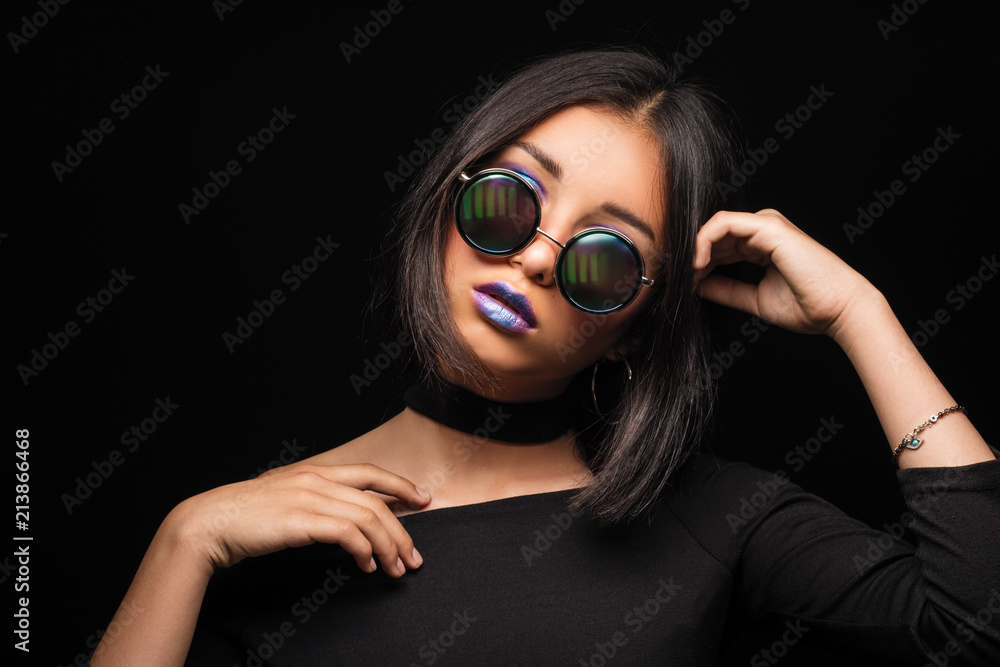 Realistic Sunglasses with a Translucent Black Glass on a Transparent  Background. Protection from Sun and Ultraviolet Stock Vector - Illustration  of black, round: 104434558