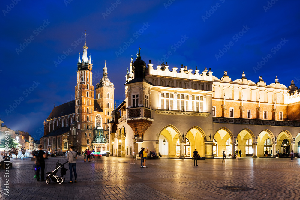  Krakow Market Square at night, Poland