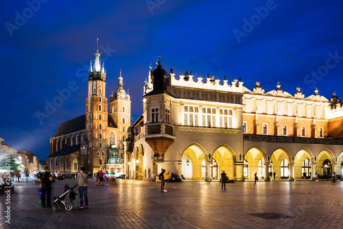  Krakow Market Square at night, Poland