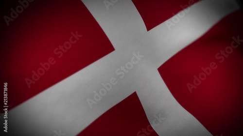 Flag of Denmark - Photo realistic close up of waving flag. Extreme depth of field. 3d Render.