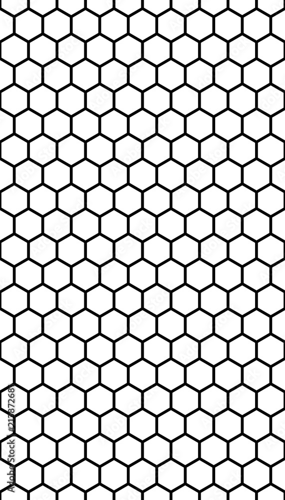 Naklejka premium Black honeycomb on a white background. Seamless texture. Isometric geometry. 3D illustration