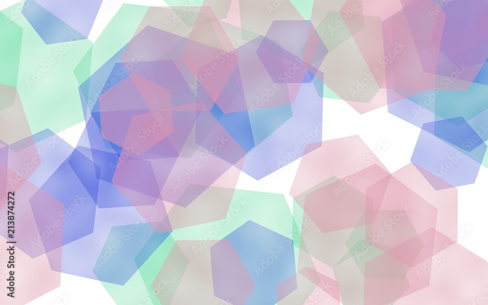 Multicolored translucent hexagons on white background. Red tones. 3D illustration Multicolored translucent hexagons on white background. Red tones. 3D illustration