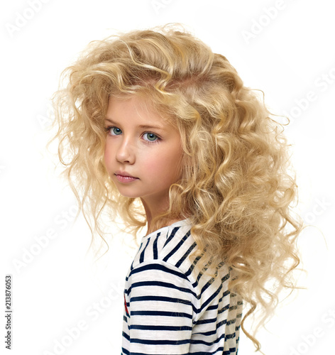 Portrait of the beautiful child on white background