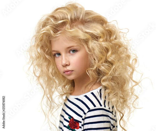 Portrait of the beautiful child on white background