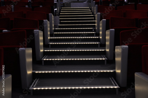 stairs with led lights in the evening