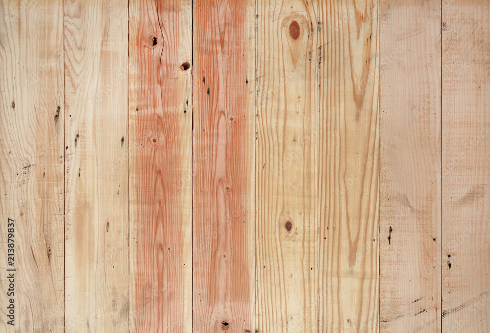 Fototapeta premium Wood plank wall with vertical stripe pattern.