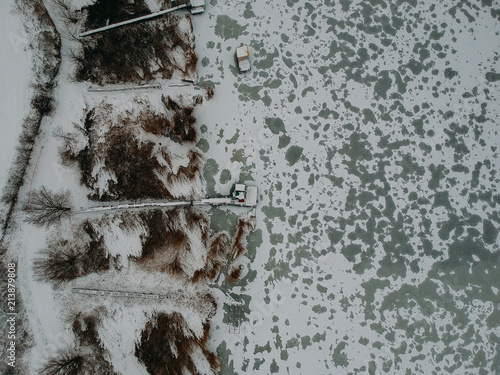 frozen lake aerial
