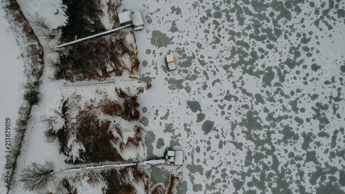 frozen lake aerial
