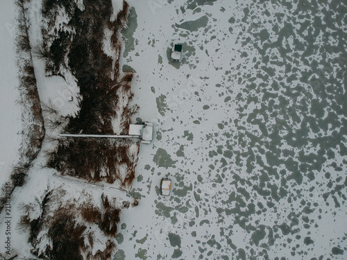 frozen lake aerial