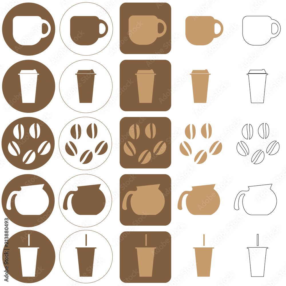 Collection of coffee and tea related icons Collection of coffee and tea related icons