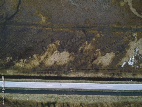 texture of river soil empty road bird view
