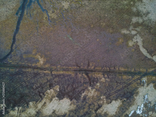 texture of river soil bird view