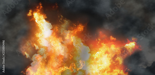 fire flames background with smoke 3d-illustration