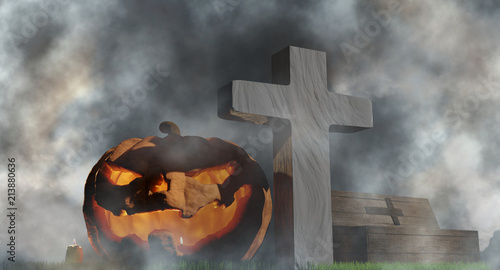 halloween pumpkin grave cof...