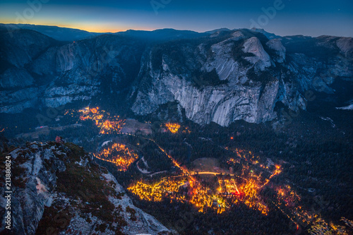 Yosemite Valley at night, California, USA photo
