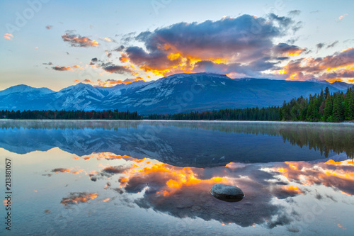 Morning Sunrise Over Edith Lake in Jasper National Park