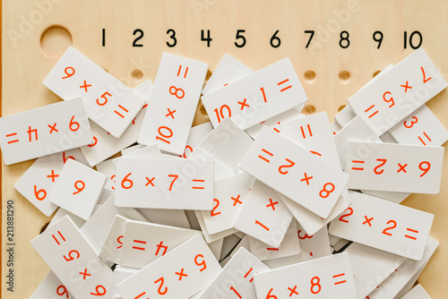 Obraz na plátně Montessori classroom material for learning children in the area of ​​mathematics