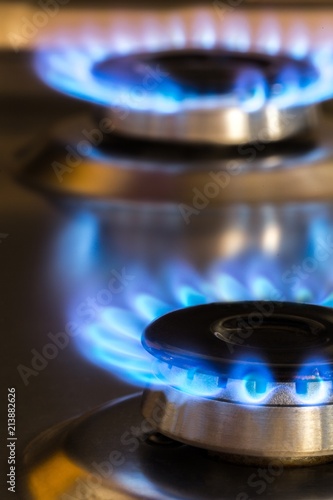 Gas Burners with Blue Flames © BillionPhotos.com