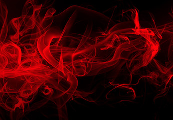 Movement of red smoke abstract on black background, fire design