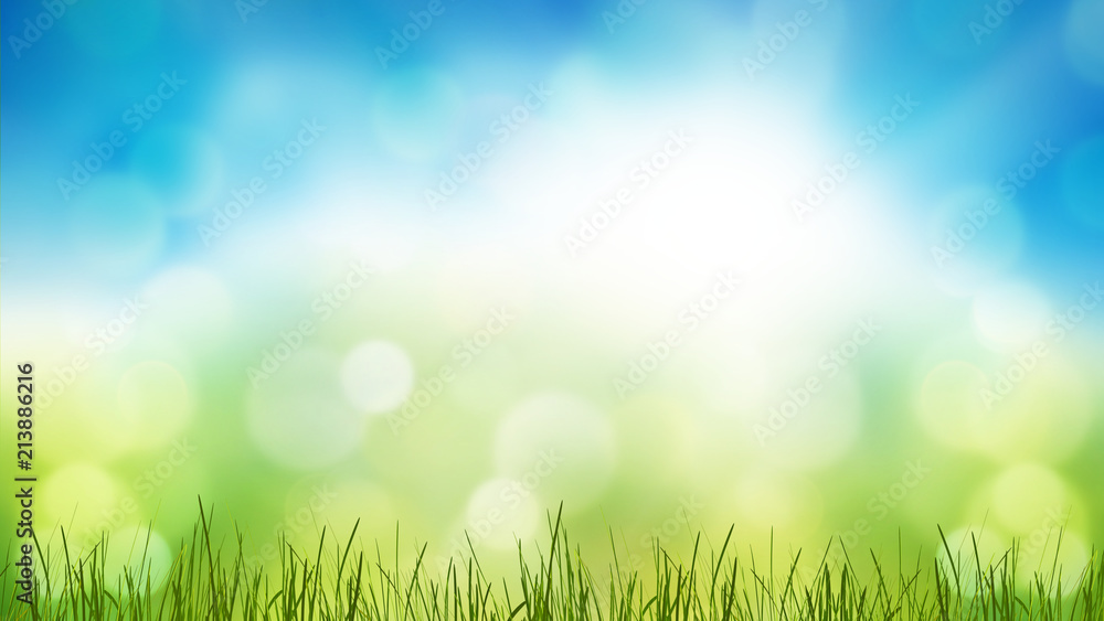 Naklejka green grass meadow lawn blades of grass 3d-illustration