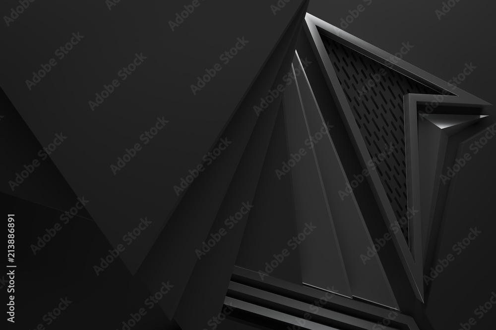 black dark and metal abstract graphic shape background 3d illustration origami paper pattern. black dark and metal abstract graphic shape background 3d illustration origami paper pattern.