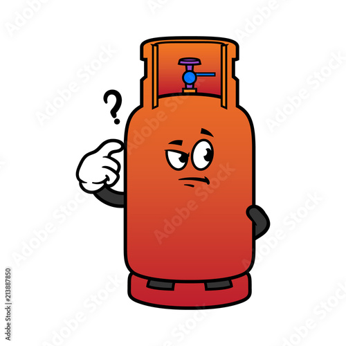 Cartoon Confused Gas Cylinder Character