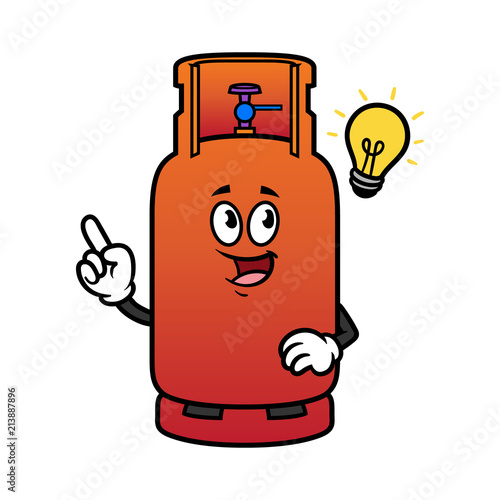 Cartoon Gas Cylinder Character With Idea