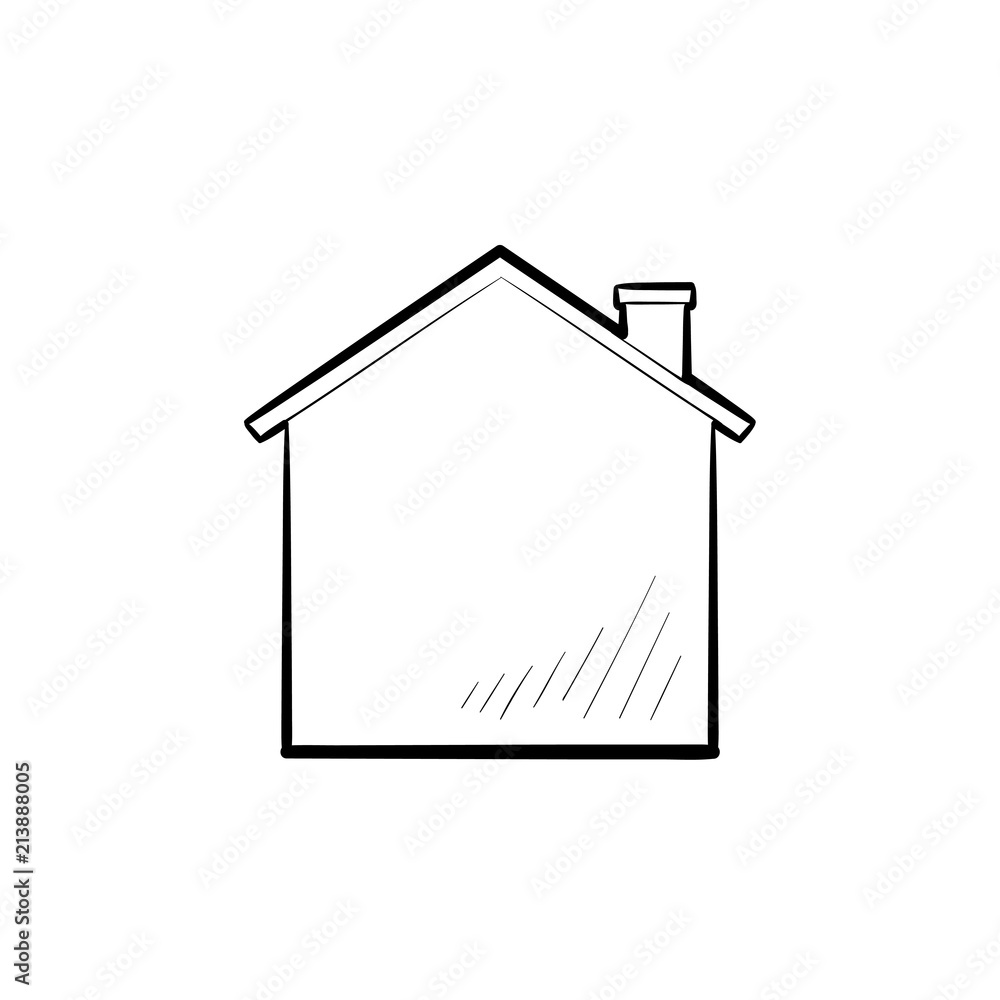 House with chimney hand drawn outline doodle icon. Home, mortgage, building concept. Vector sketch illustration for print, web, mobile and infographics on white background. House with chimney hand drawn outline doodle icon. Home, mortgage, building concept. Vector sketch illustration for print, web, mobile and infographics on white background.