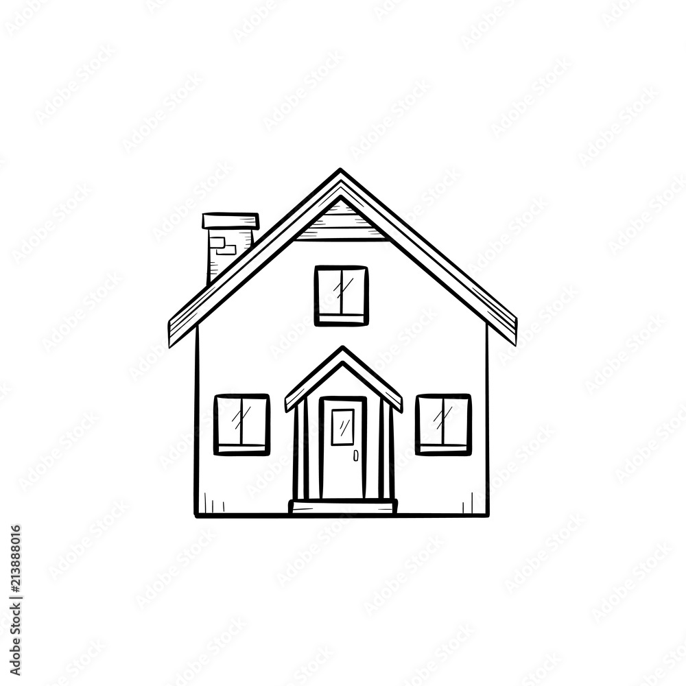 House with door and window hand drawn outline doodle icon House with door and window hand drawn outline doodle icon