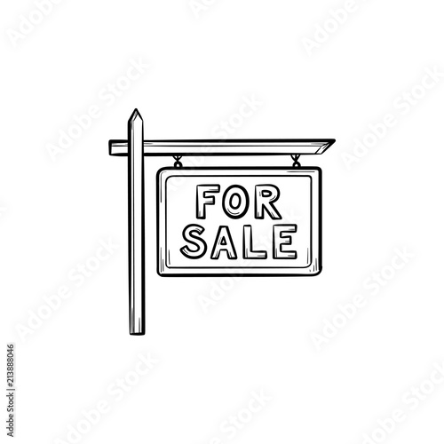Basic for sale sign hand drawn outline doodle icon