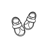Baby shoes hand drawn outline doodle icon. Footware, booties for infants, kids, child clothes concept. Vector sketch illustration for print, web, mobile and infographics isolated on white background.