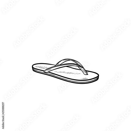 Flip flop sandal hand drawn outline doodle icon