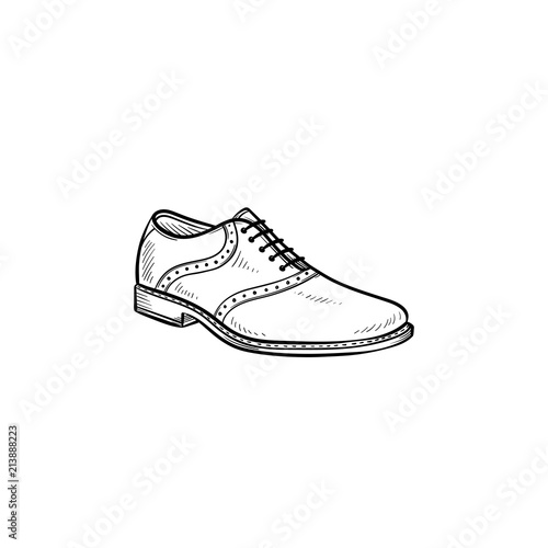 Comfortable male shoe hand drawn outline doodle icon. Men, style, fashion, footwear, shop, comfort concept. Vector sketch illustration for print, web, mobile and infographics on white background.