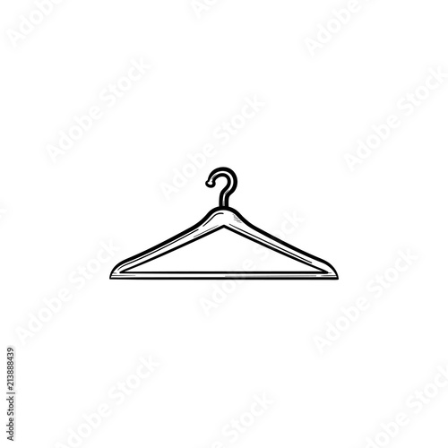 Clothes hanger hand drawn outline doodle icon. Fashion, casual, sale, store, retail, shop, wardrobe concept. Vector sketch illustration for print, web, mobile and infographics on white background.