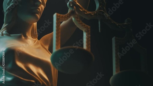 Lady Justice, Themis statue. 3D animation. photo