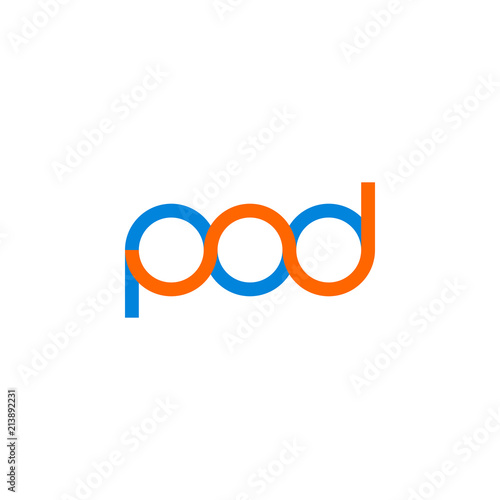 POD initial lowercase letters, connected and rounded logo.