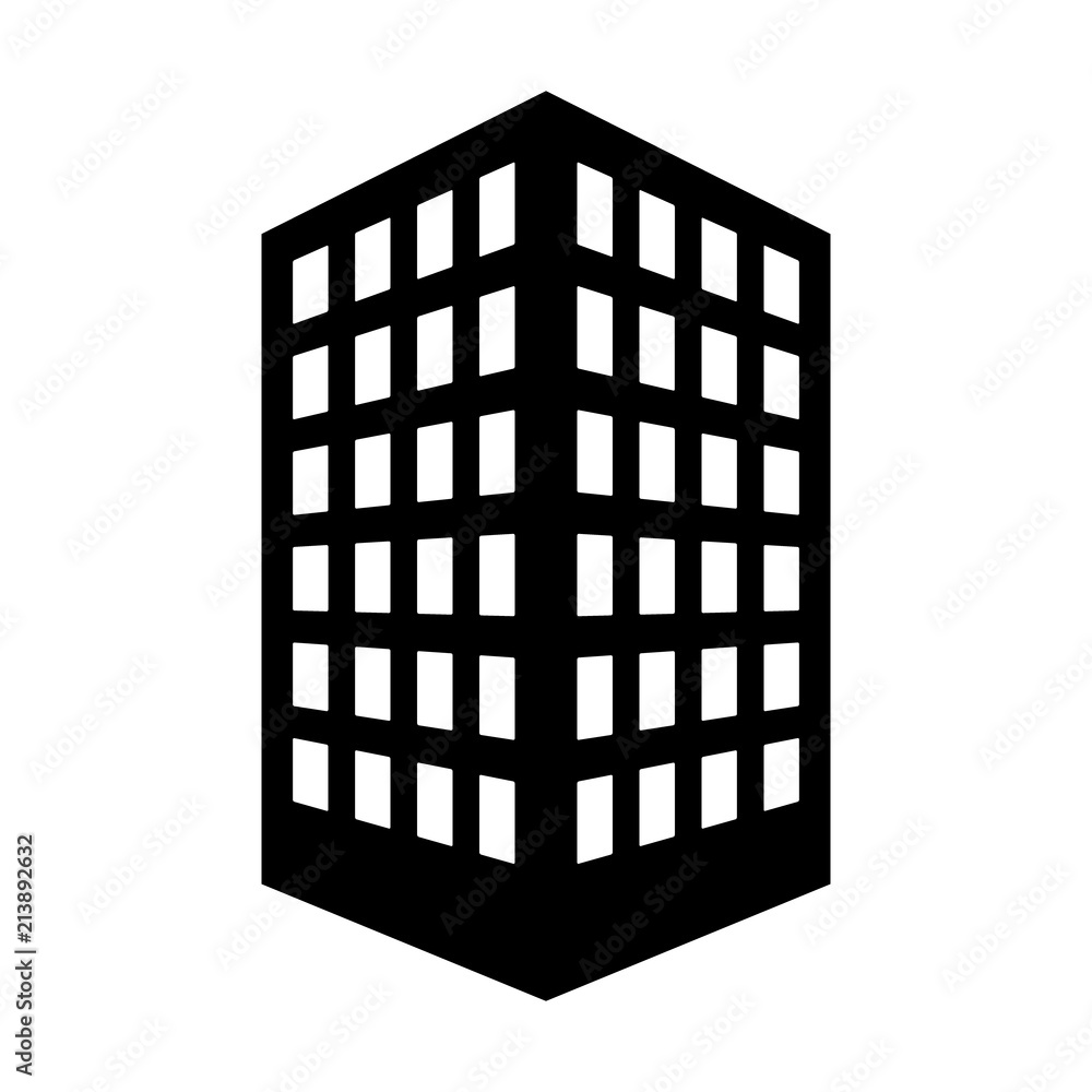 Office building or corporate company headquarters flat vector icon for
