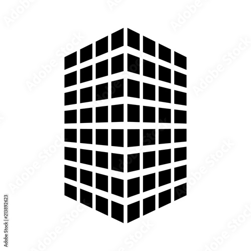 Modern glass office building or corporate headquarters flat vector icon for real estate apps and websites