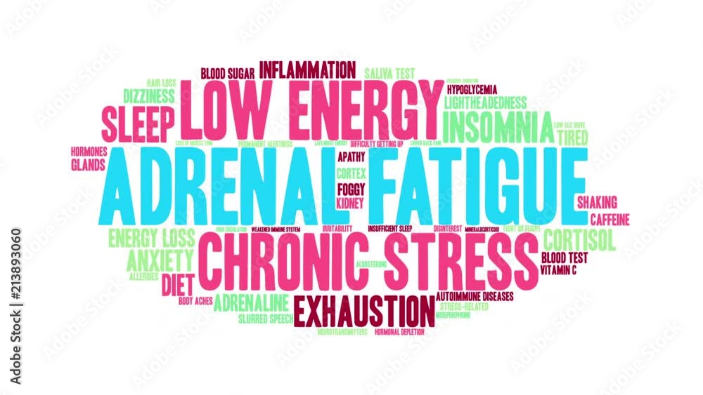 Adrenal Fatigue Animated Word Cloud on a white background. Adrenal Fatigue Animated Word Cloud on a white background.