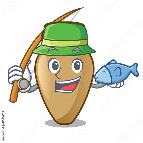 Fishing amphora mascot cartoon style