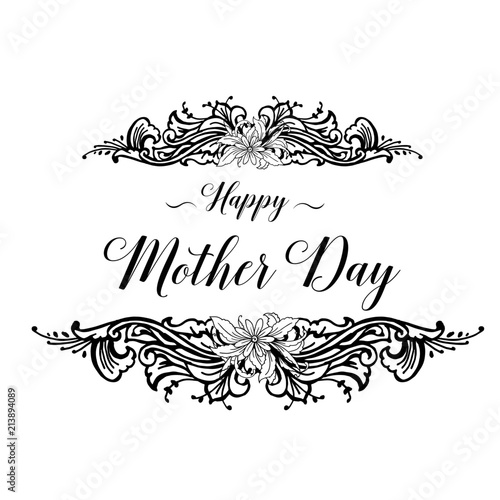 Mothers day greeting card with handwritten text on floral background