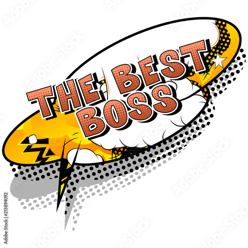 The Best Boss - Comic book style word on abstract background.