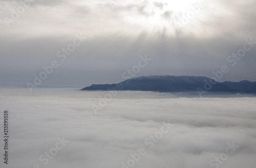 clouds in the mountains