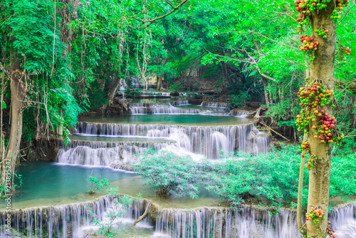 Fototapeta Naklejka Na Ścianę i Meble -  Deep waterfall in Huay Mae Kamin Kanjanaburi Thailand